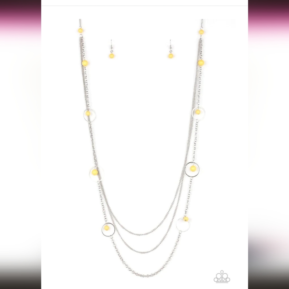 Nwt earrings & necklace paparazzi collectively carefree yellow